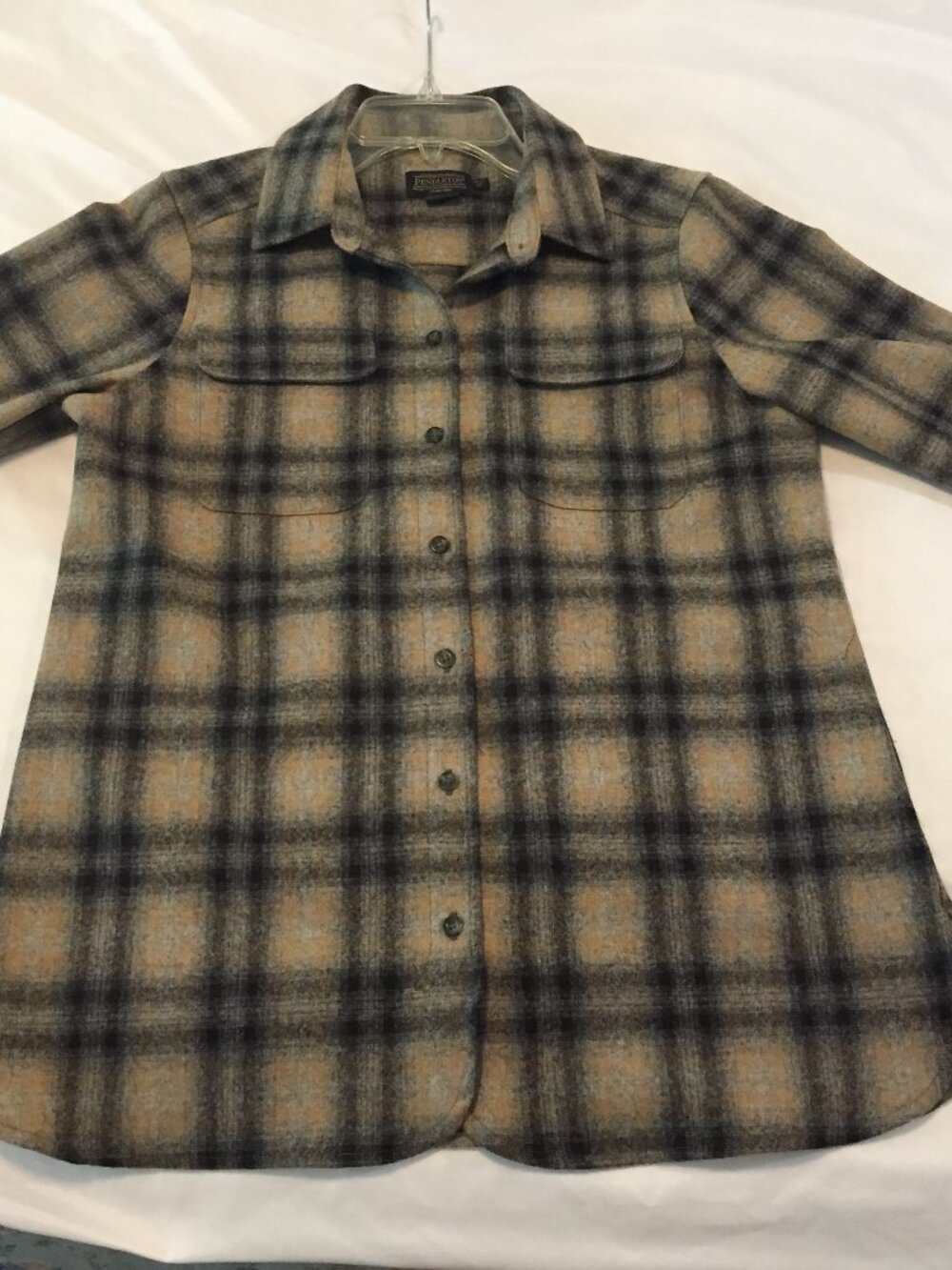Pendleton Shirt Womens Petite Medium Plaid Long Sleeve Button Up Wool Flannel M